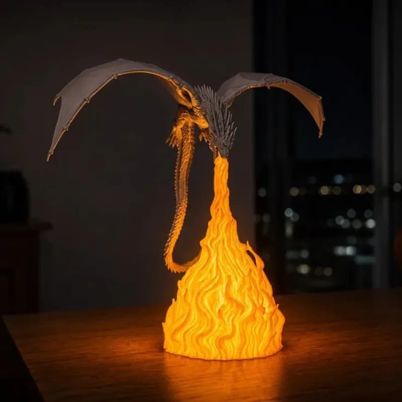 Cool Flame Breath Dragon Lamp Interesting Dragon Night Light for Home Party Decor Ornament