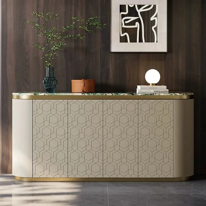 Light luxury dining side cabinet storage Italian style, marble restaurant high-end entrance shoe cabinet