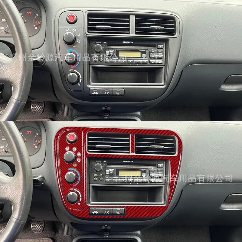Suitable for 99-00 Honda Civic car interior modification carbon fiber center control panel decorative stickers