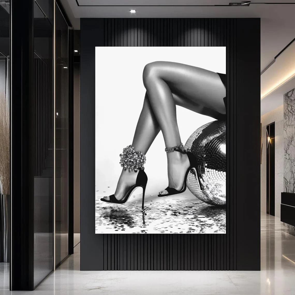 Glam Wall Art Disco Aesthetic High Heels Print Party Girl Poster Luxury Legs Art Room Decor Fashion Art Black White Feminine