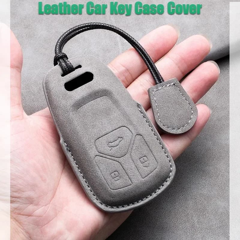 Leather Car Smart Key Case Full Cover Protector Shell For Audi A1 A3 A4 A5 A6 A7 A8 B9 8V 8W 8S Q3 Q5 Q7 S8 R8 TT TTS Keychain