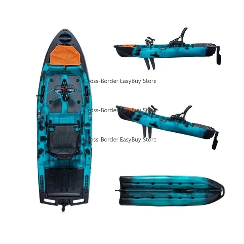 New One Person 2-section Fin Modular Pedal Kayak Boat Kayak  Plastic Canoe for Lakes and Rivers