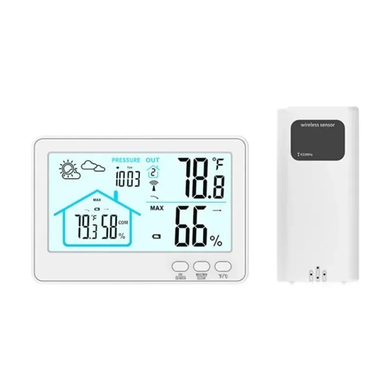 RX11-1B Weather Clock Wireless Transmission Indoor and Outdoor Temperature and Humidity Meter Weather Forecast Electronic Clock