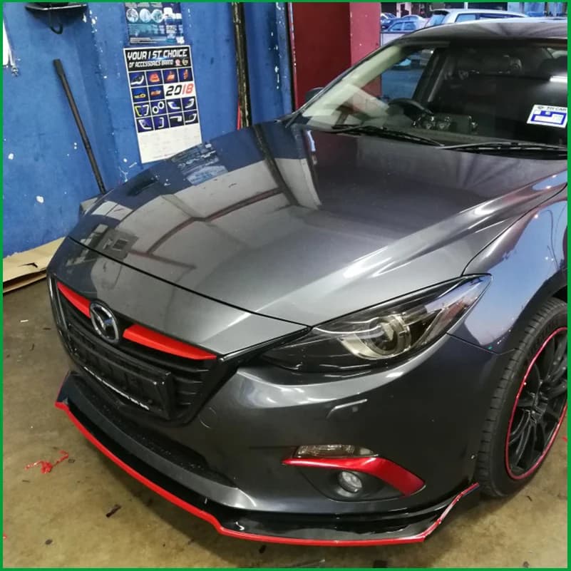 Car Styling For Mazda 3 2014-2018 Front Bumper Lip Protector Plate Cover Trim Decorative Strip Auto Accessories