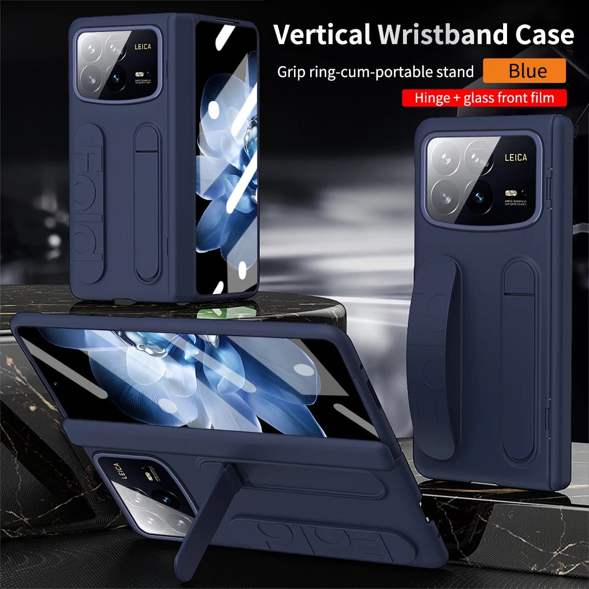 Case For Xiaomi Mix Fold 4 3 Grip Ring Integrated Stand Full Lens and Hinge Protection AF Shockproof Tempered Glass Cover