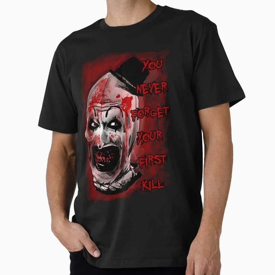 Retro Horror Movie Terrifier Art The Clown Killer Scary Halloween Gift T Shirt 0807 Short Sleeve Graphic clothes All size tops