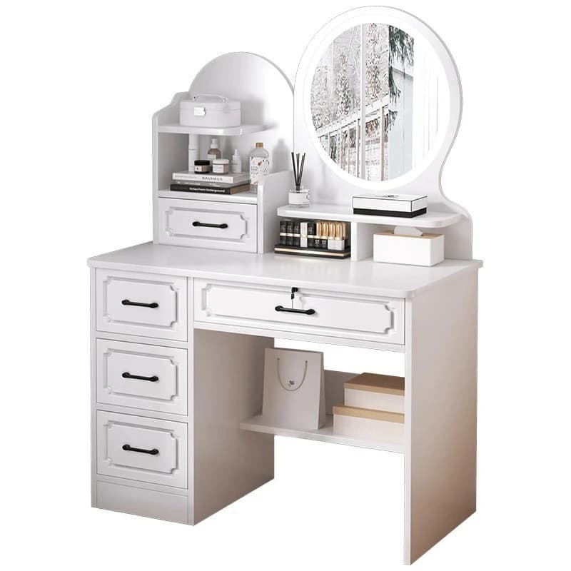 Dresser bedroom modern simple small apartment light luxury makeup mirror cabinet integrated table LED mirror