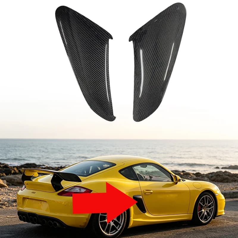 Side Air Intake Rear Fender Vents Without GT4 Logo For Porsche 987 Cayman Boxster 2005‑2012 Exterior Body Kit Car Aero Tuning De