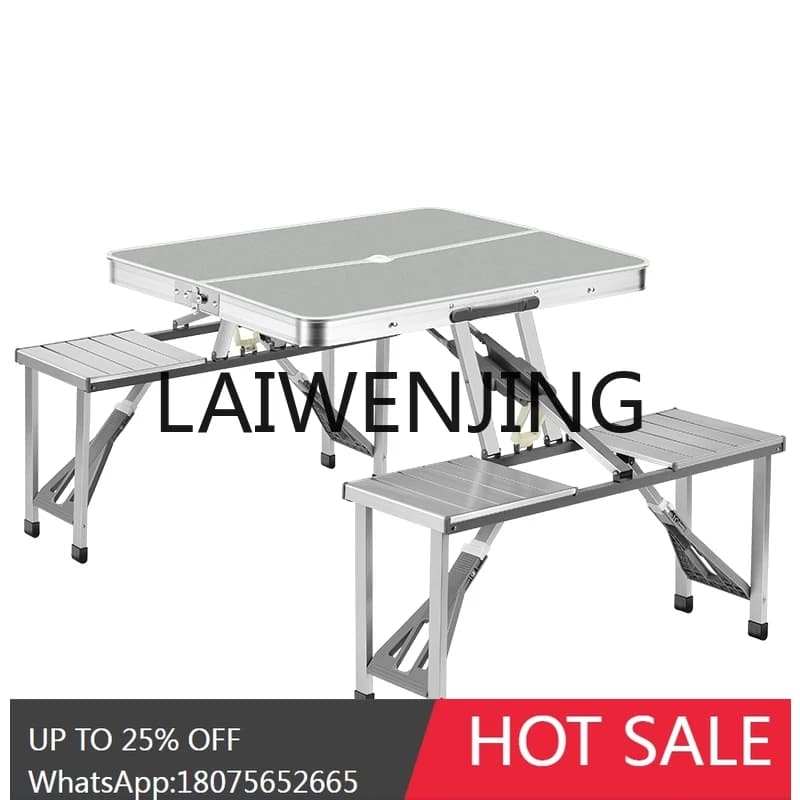 Outdoor Folding Tables and Chairs Portable Aluminum Alloy Integrated Camping Outdoor Travel Equipment round Picnic Table Suit