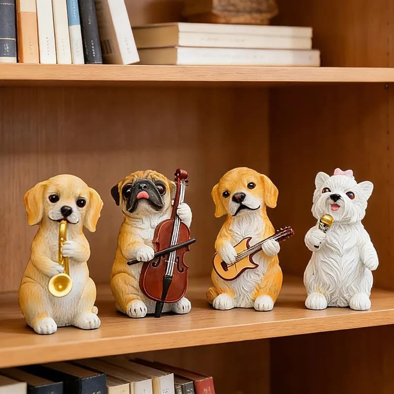 Creative Desktop Cute Puppy Band Ornaments Resin Crafts Study Decoration Home TV Cabinet Living Room Decoration