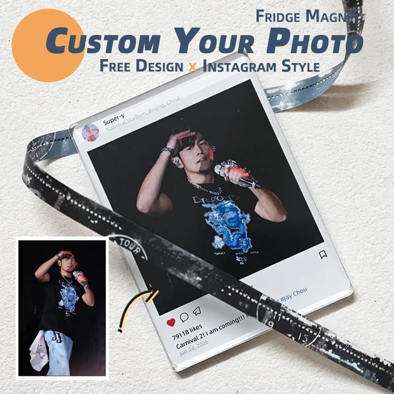 Instagram Style Custom Acrylic Photo Fridge Magnet Free Design Personalized Refrigerator Magnet Memorial Souvenir Gift 5.5*7.5m
