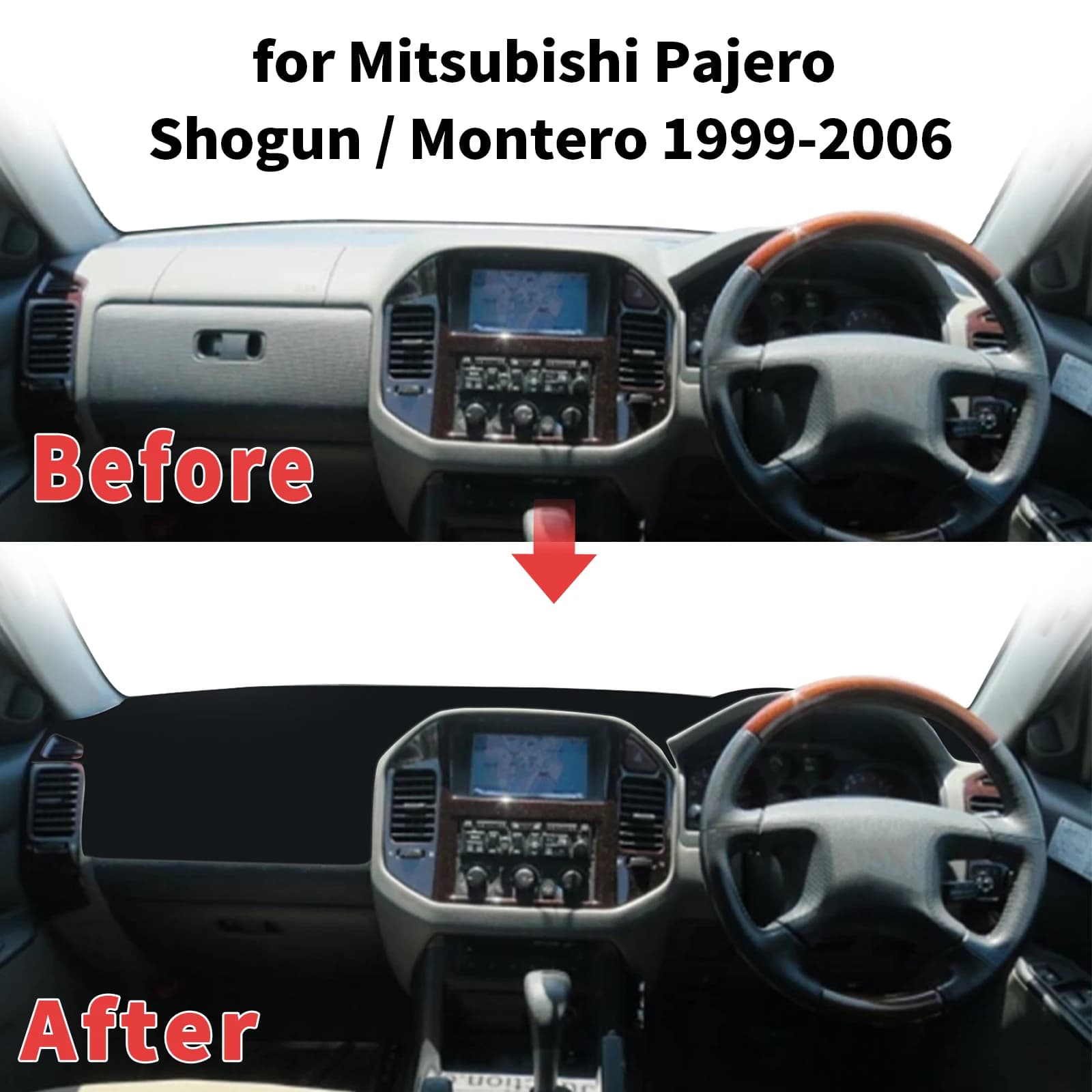 for Mitsubishi Pajero Shogun Montero 1999~2006 Dashboard Cover Sun Shade Protector Dashmat Anti-Glare UV Carpet Mat Dash Mat