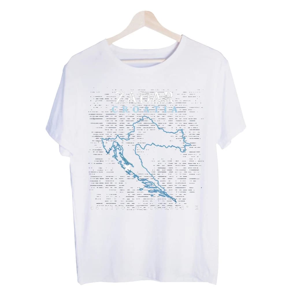Men's Croatia Map and Typography Print Graphic Tee, Casual Short Sleeve T-Shirt for Travel and Daily Wear
