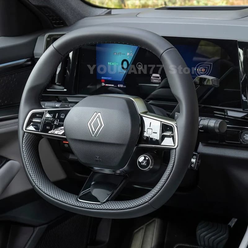 Leather Car Steering Wheel Cover For Renault 5 E-Tech 2025 2024 Auto Interior Renault Austral E-Tech Hybrid Accessories 2024