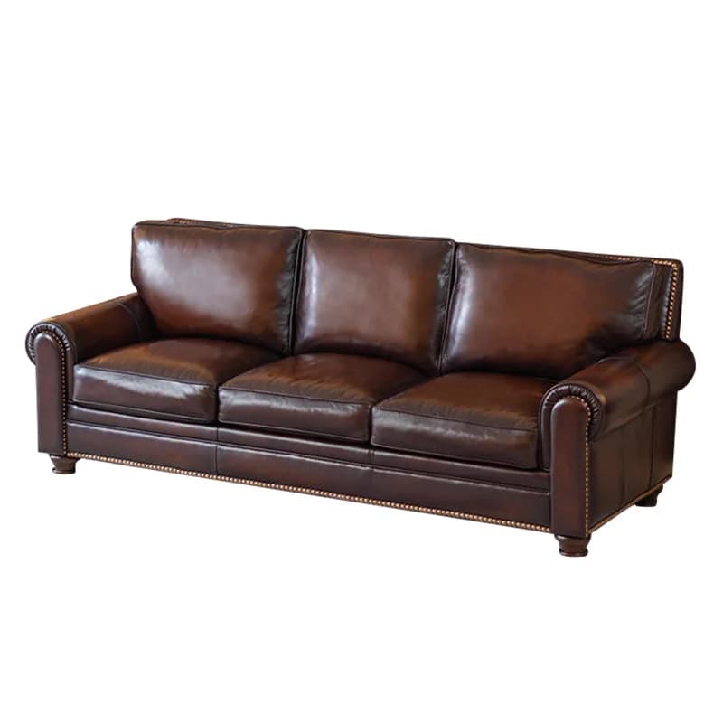 LMM American leather sofa first layer leather combination retro big barton sofa three people