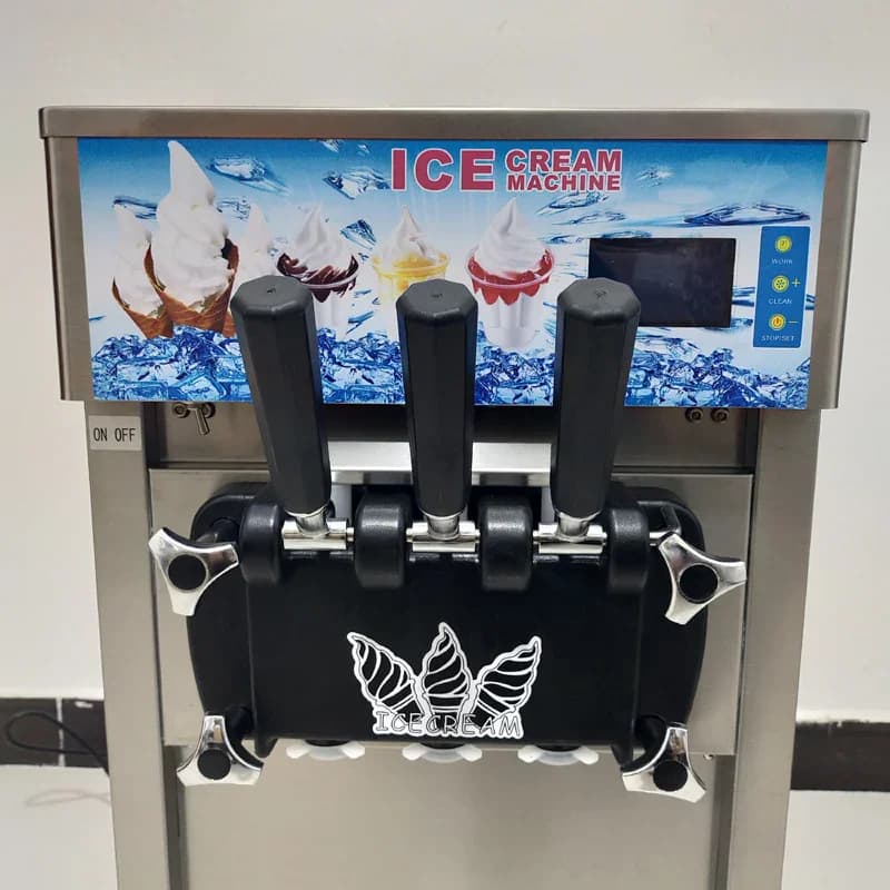 Electric 220/110V Soft Ice Cream Machine with 3 Different Flavors Fruit Freezer Hard Mixing Ice Cream Making Machine