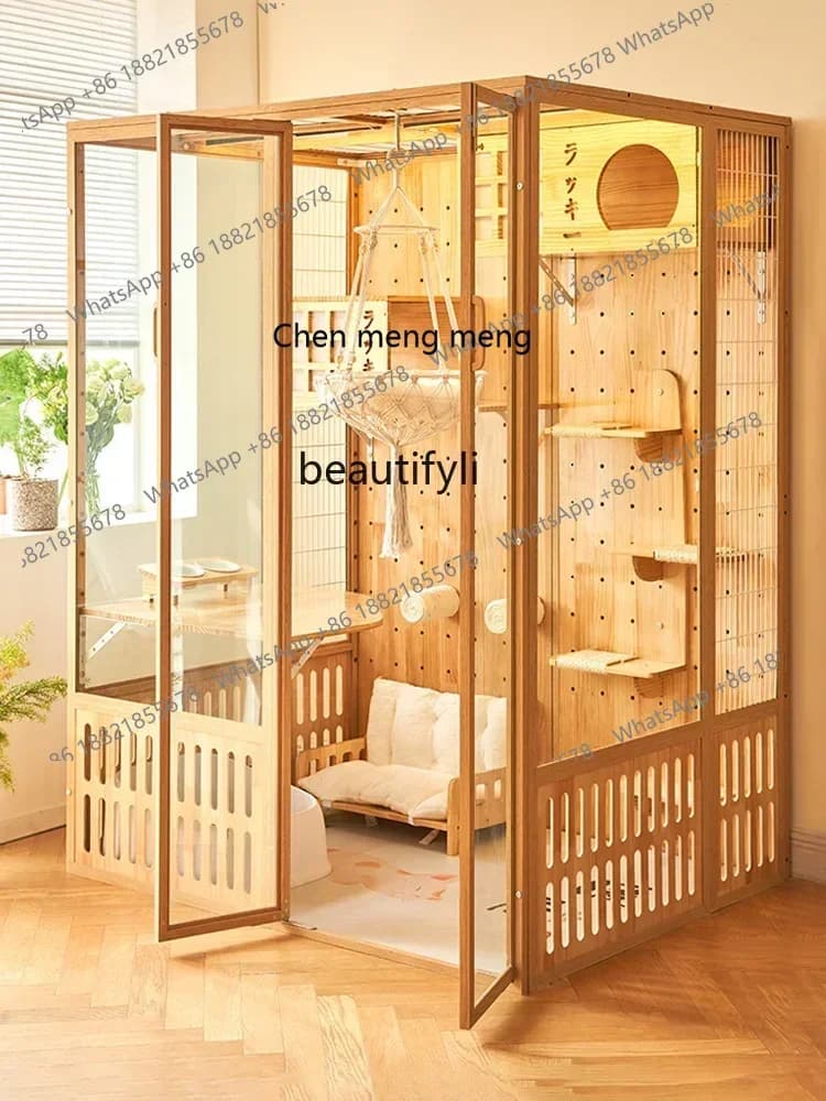 ss cn8350 ss 8350 Large Cat Villa  House Home Luxury  Cage Indoor Cattery Villa Panoramic Glass Cat House