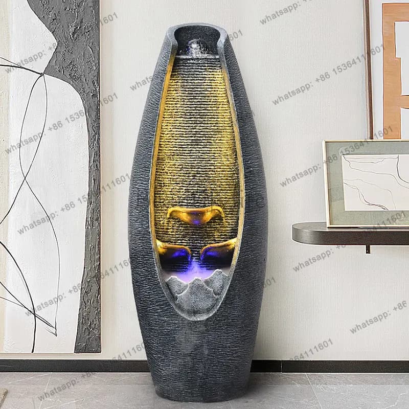European-style running water fountain floor ornament, living room feng shui ball office circulation humidification decoration
