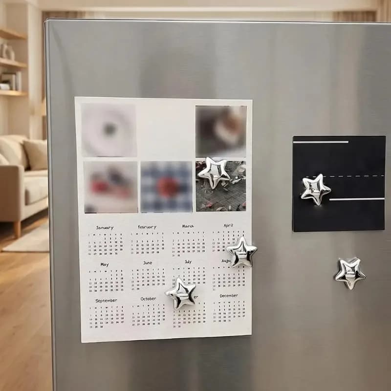 10Pcs Silver Star‑Shaped Refrigerator Magnets Home DIY Decor Magnets For Photo Wall Door Mounting Magnetic Sticker Accessories