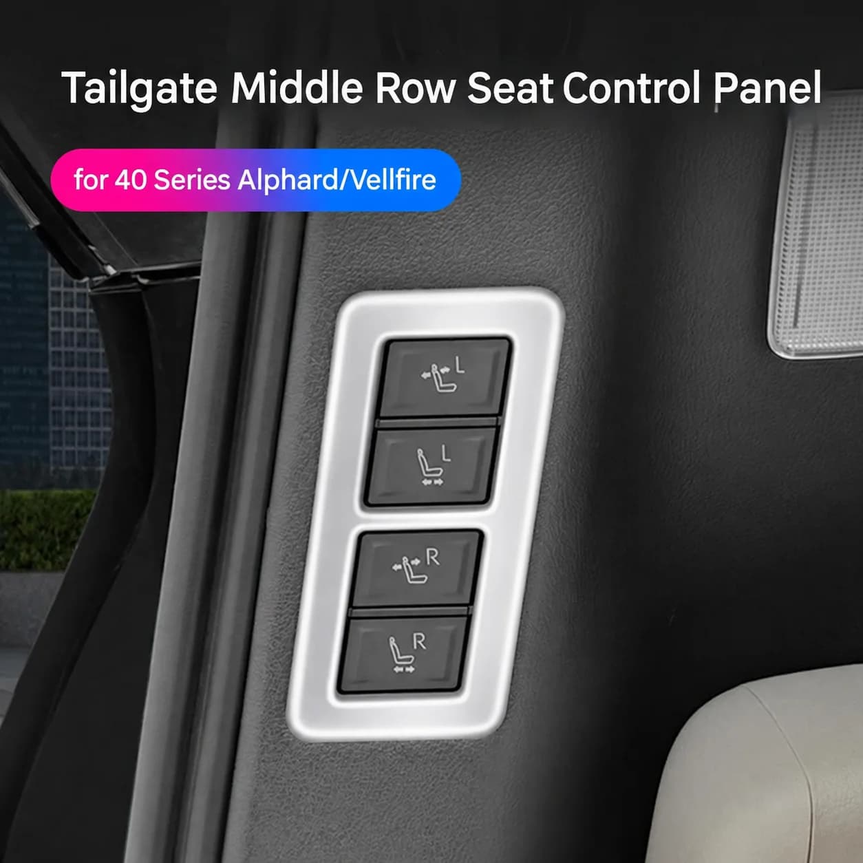 Car Seat Control Panel Trim for Toyota Alphard Vellfire 40 Series ABS Rear Tailgate Switch Surround Interior Protective Frame