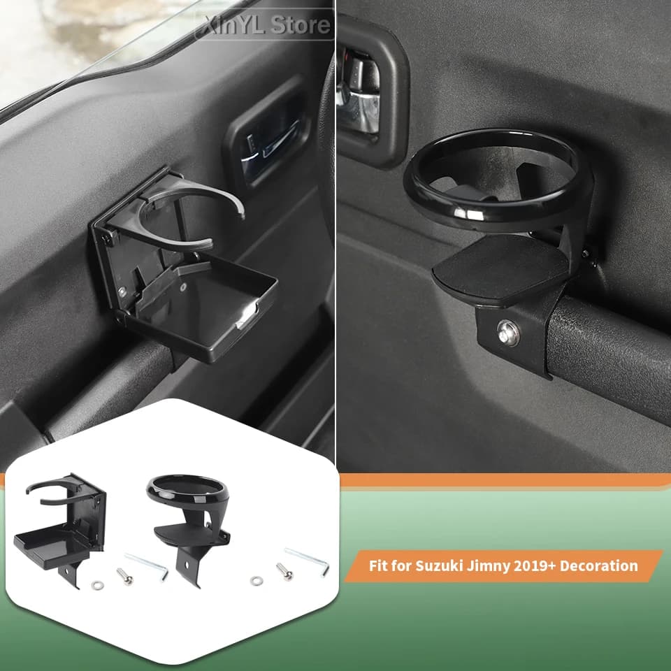 Car Door Multi-functional Cup Holder For Suzuki Jimny 3/5-Door 2019 2020 2021 2022 2023 2024 2025 Car Interior Accessories Black