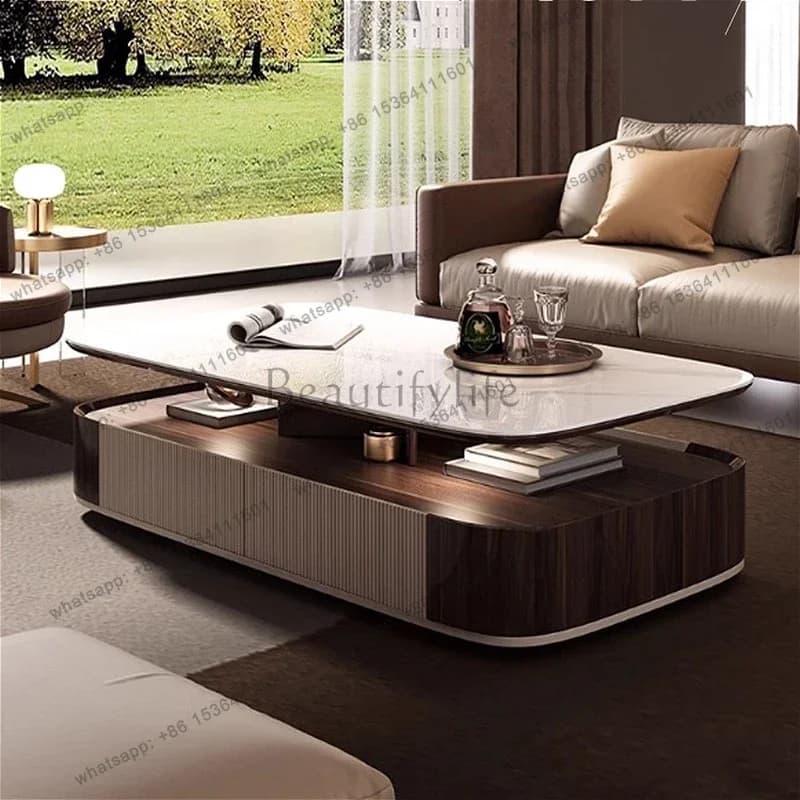 Modern Luxury Coffee Tables Nordic Creative Living Room High-End Rock Slab Tea Table Storage Design Home Furniture