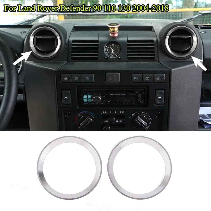 For Land Rover Defender 90 110 130 2004-2018 Car Center Console Air Vent Outlet Aluminum Alloy Cover Stickers car interior