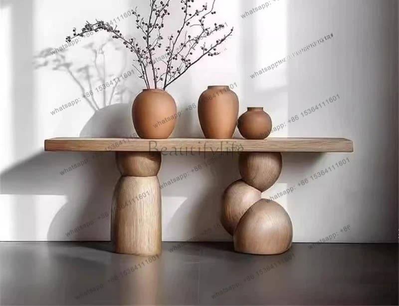 Medieval style solid wood entrance table Art design Sense of home against the wall Corridor against the wall