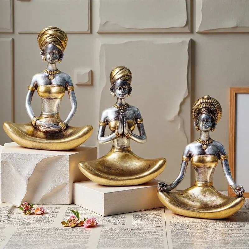 Resin Yoga Meditation Ornaments, Zen Character Sculptures, Yoga Postures, Porcelain Woman Statues, Home Yoga Studios, Home Decor