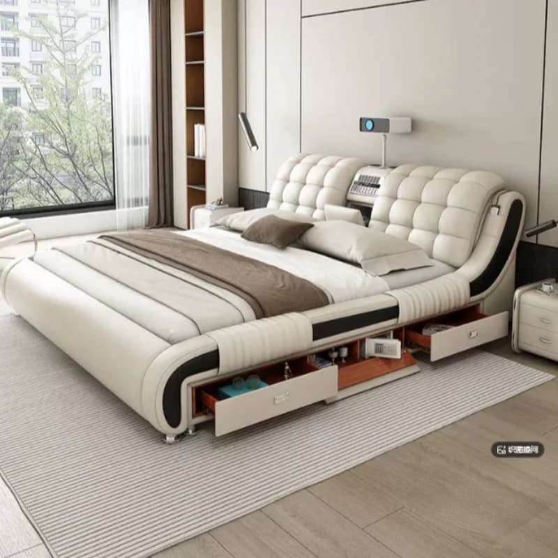 Luxury Princess Tatami Bedroom Beds Unique 180x200 Storage Italian Frame Double Bed Storage Hotel Multifunction Home Furniture