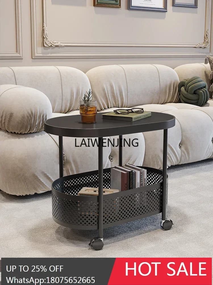 LY Living room sofa small table movable coffee table with wheels bedside rack light luxury corner table
