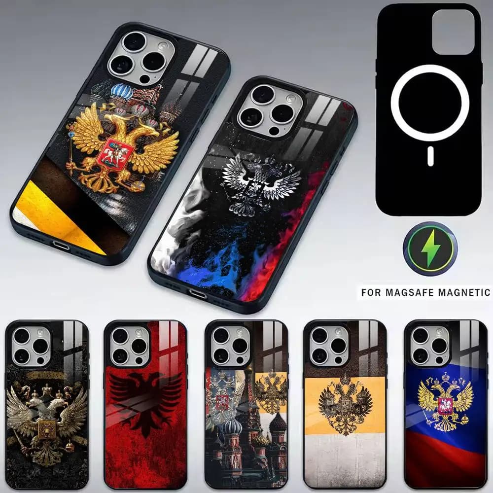 Russia Russian-n Flags Emblem Phone Case For iPhone17,16,15,14,13,12,11 Plus,Pro Magnetic For Magsafe Wireless Charging
