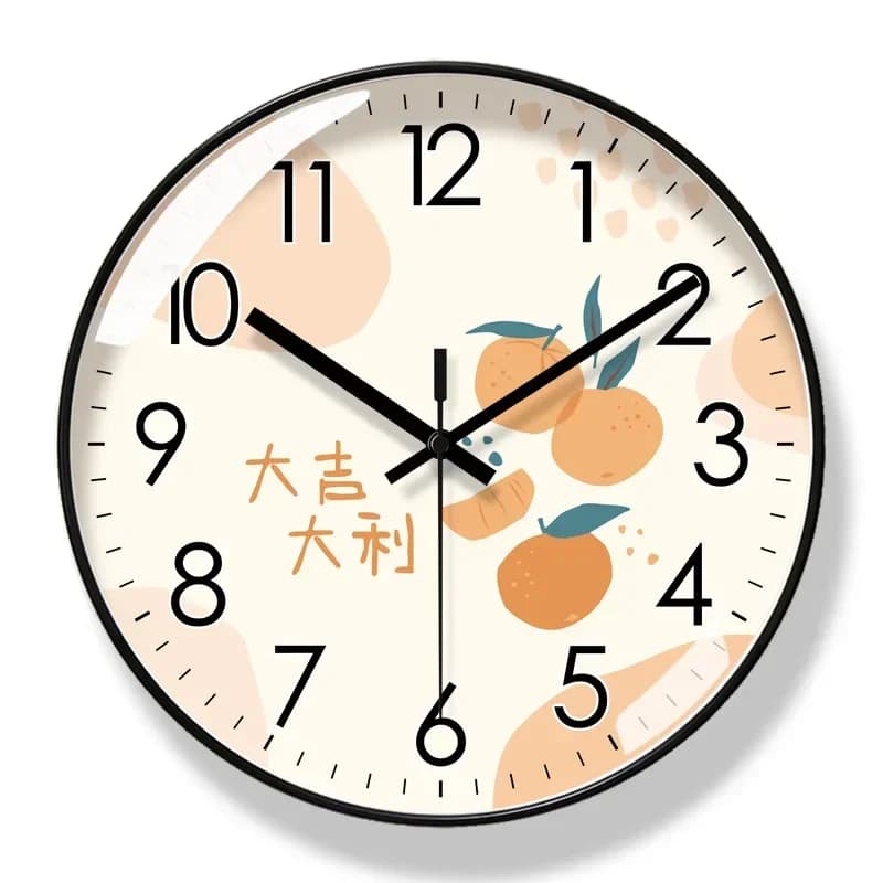 Wall Home Decoration, Good Luck and Everything Goes Well, Chinese Style Decorative Creative Wall Clock Round Silent Quartz Clock