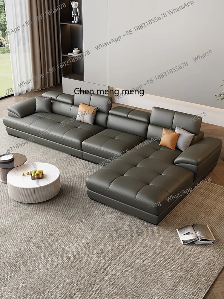 Leather sofa first layer cowhide modern simple living room corner function Italian full leather sofa