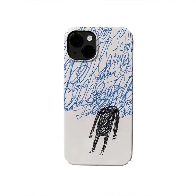 Blue Graffiti Troubles Art Phone Case for IPHONE 17 Air 16E 15 PROMAX 14 Plus 13 12 MINI 11 PRO 16Plus XR Xs Acrylic Phone Cover