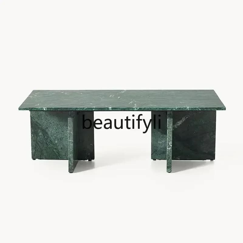 Italian minimalist natural marble living room coffee table designer light luxury high-end coffee table