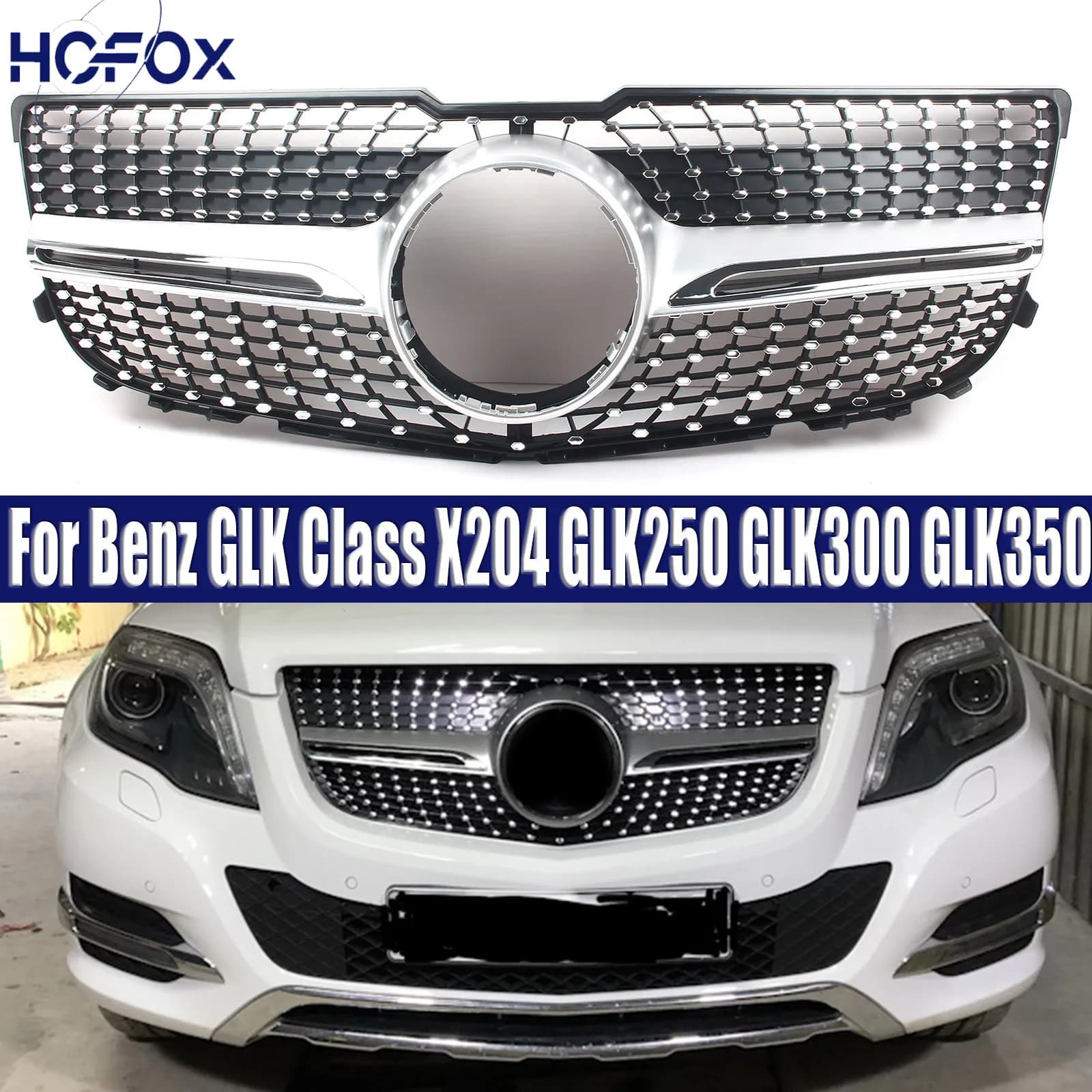 Front Grille Bumper Grill Inlet Middle Mesh Tuning For Mercedes Benz GLK Class X204 GLK250 GLK300 GLK350 2013 2014 2015