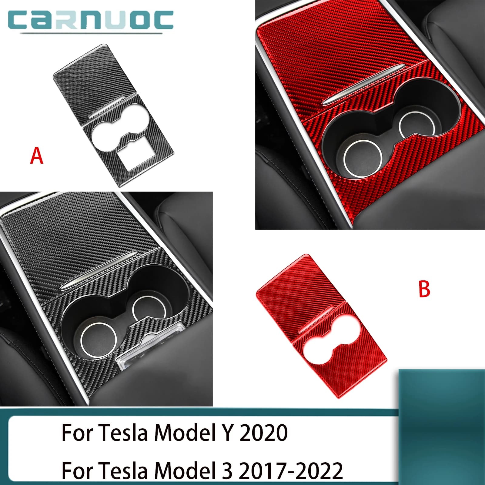 For Tesla Model Y 2020 Tesla Model 3 2017-2022 Carbon Fiber Center Control A B Stickers Car Interior Decorative Accessories