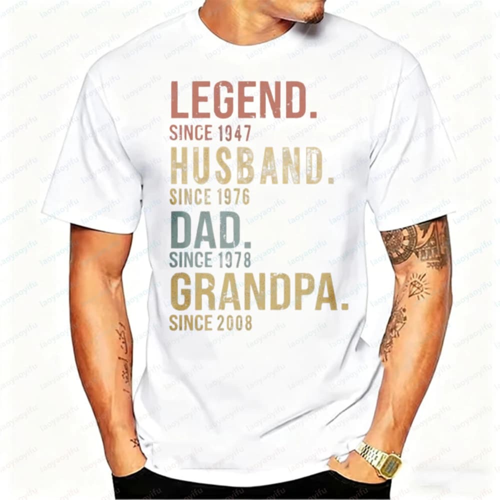 Legend Husband Dad Grandpa Shirt Dad T-Shirt Father's Day Gift Men Clothing Streetwear Graphic T Shirts High Quality Cotton Tops