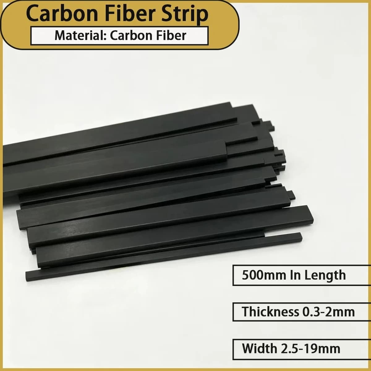 0.3-2mm thick carbon fiber strips are used for mechanical structure reinforcement, model accessories, tooling fixtures, etc