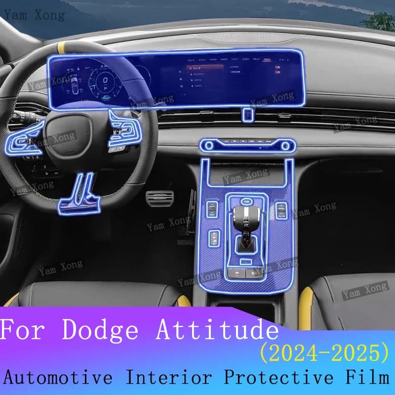 For Dodge Attitude 2024 2025 Car Interior Center Console Transparent TPU Protective Film Anti-scratch Repair Film Refit Sticker