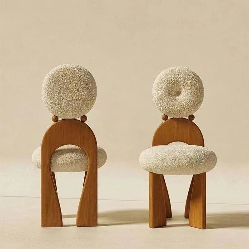 High Back Dressing Table Chair Solid Wood Retro Vanity Stool for Bedroom Makeup Seating Desk Chair