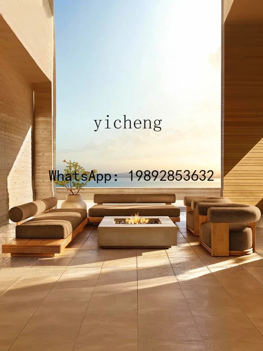 Old High-End Outdoor Sofa Teak Aluminum Alloy Sun Protection Villa Garden Courtyard