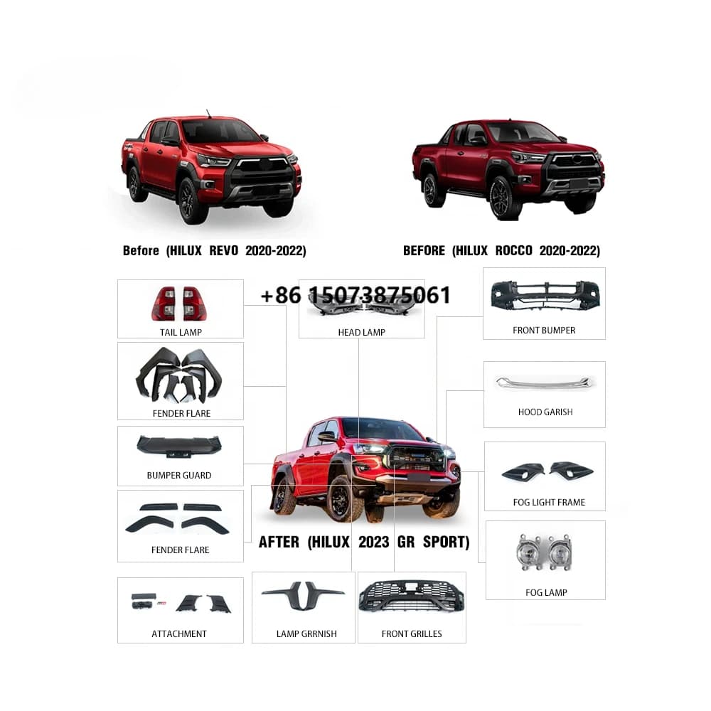 Body Kit Custom Tuning Parts for Hilux 2020-2022 Upgrade to 2023 car parts Hilux GR Sport Automotive Parts Body Conversion Kit