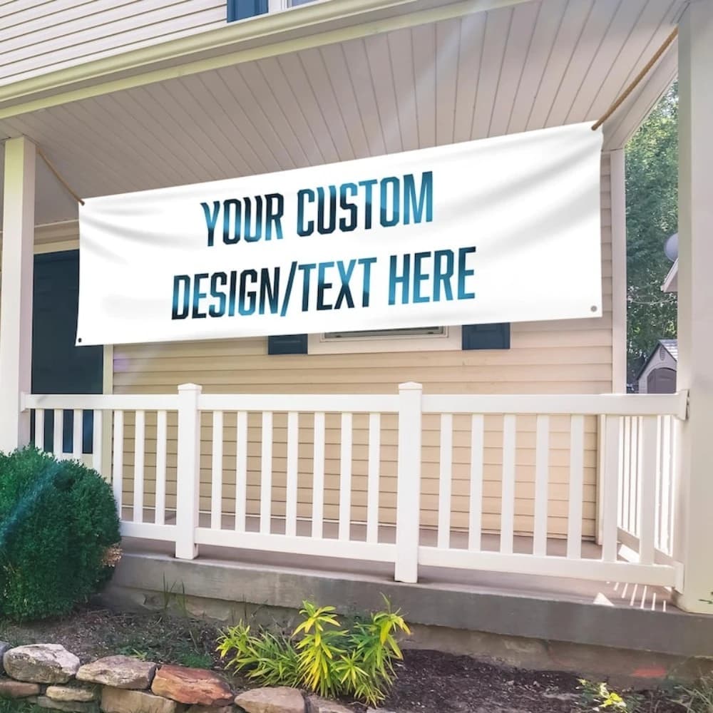 Personalized Polyster Banner with Any Text/logo/pattern, and 10 gromments for Business Christmas, Parties, Weddings, Birthdays