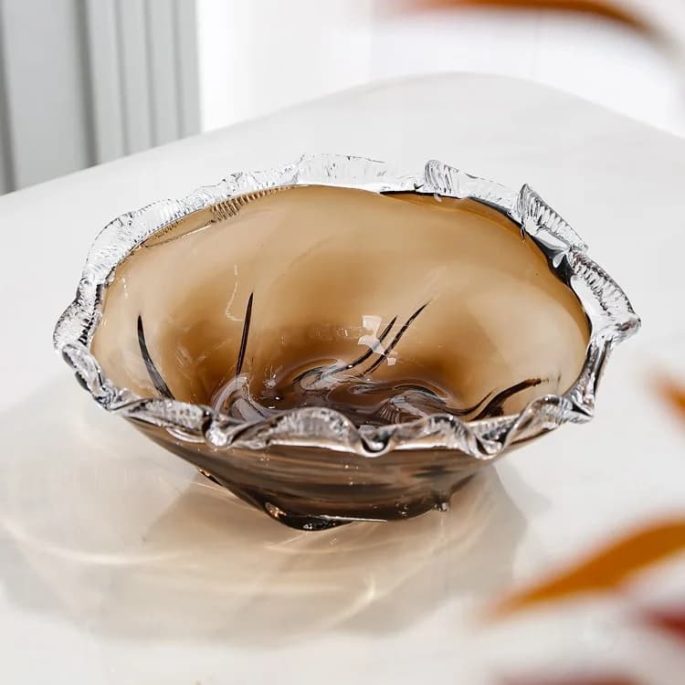 Zml modern handmade high-end glass fruit bowl -  coffee tables, dining rooms, model homes, snacks, and dried fruit storage