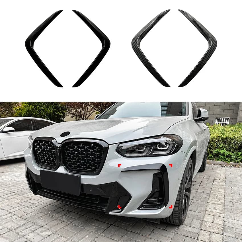 Car Parts Front Air knife Bumper Trim Canards Spoiler Lip Fog Light Cover Body Kit For BMW X3 X4 G01 G02 M Sport LCI 2022 2023+