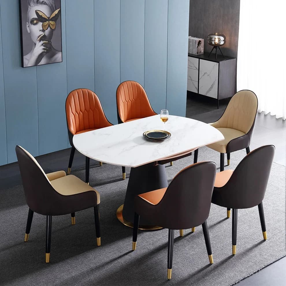 #Luxury modern wooden legs dining chair and marble dining table dinning room desk chairs sets for restaurants home