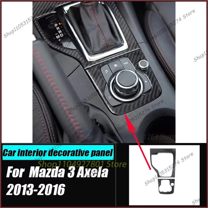Center Control Gear Frame Decorative Stickers Auto Parts  for Mazda 3 Angkesela Interior Modification Real Carbon Fiber 2013