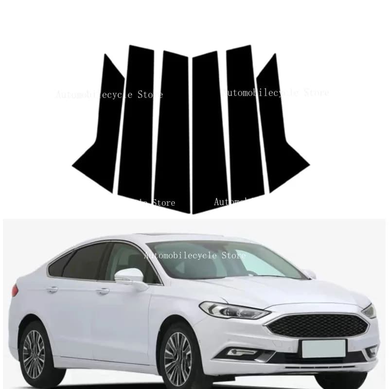 6PCS Glossy Black Pillar Posts Fit For Ford Fusion 2014-2019 2020 2021 2022 Window Moulding B C Center Sticker Cover